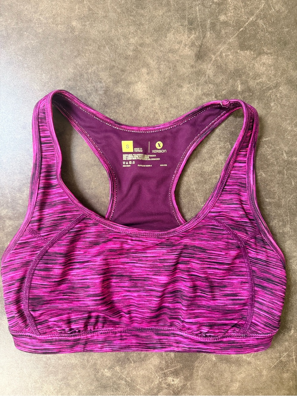 Xersion Magenta/Purple Space-Dye Racerback Sports Bra